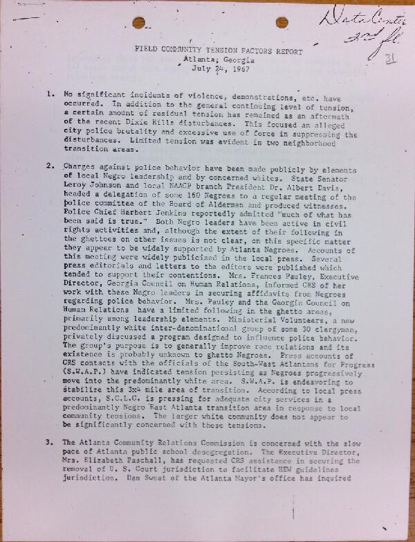 First page of Field Community Tension Factors Report (July 24)