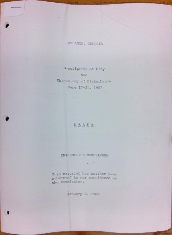 First page of Draft description of city and chronology of disturbance (June 17-21)