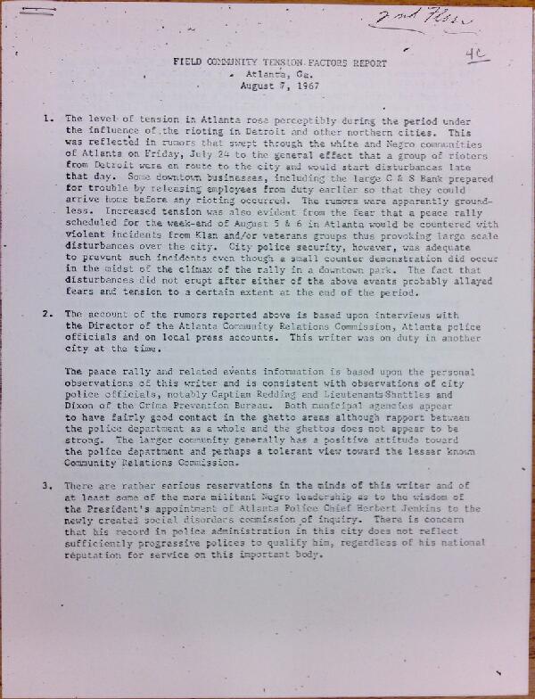 First page of Field Community Tension Factors Report (August 7)