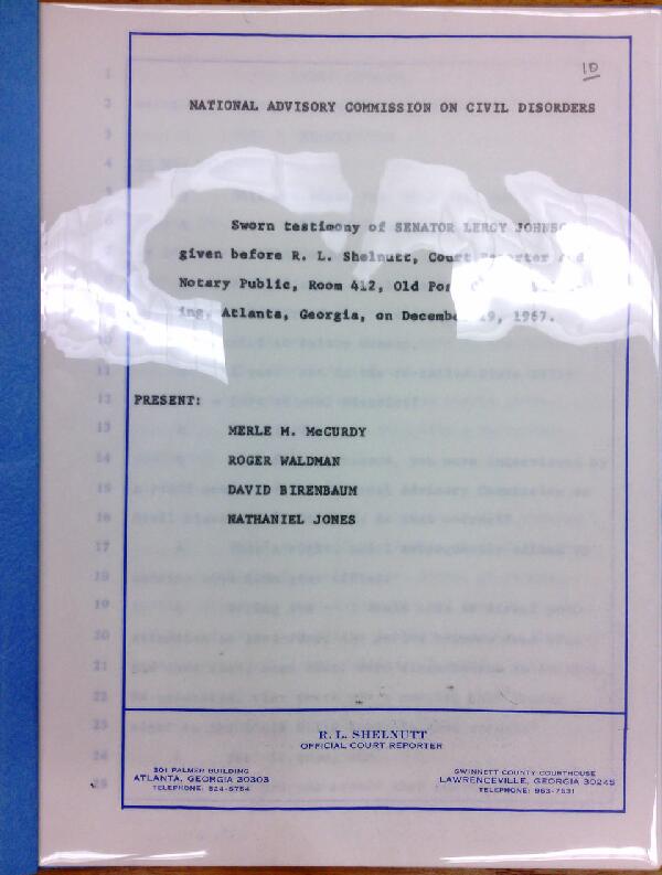 First page of Deposition of Senator Leroy Johnson