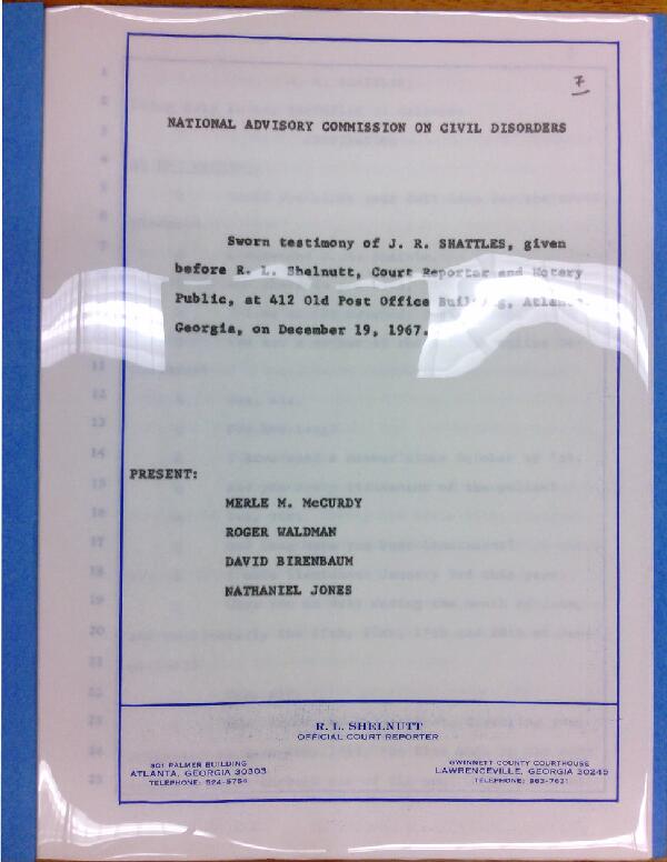 First page of Deposition of J.R. Shattles