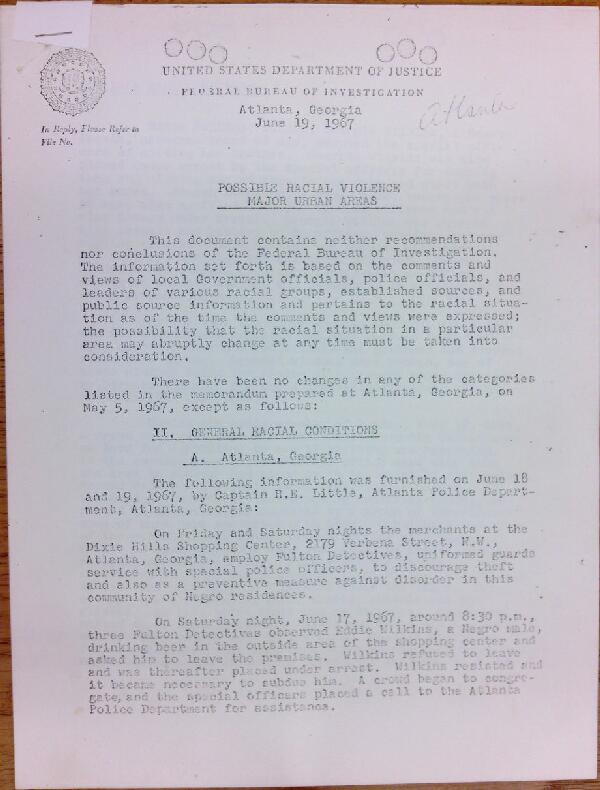 First page of Multiple FBI reports -with handwritten notes