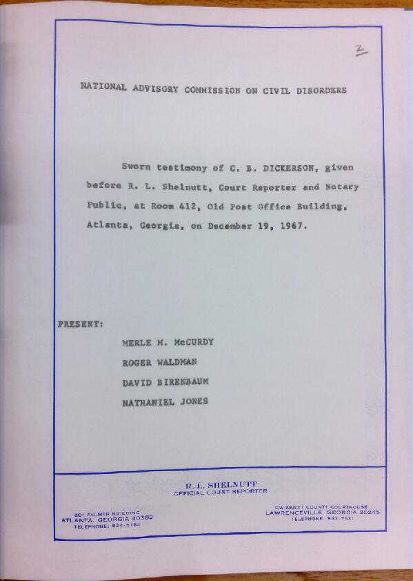 First page of Deposition of C.B. Dickerson