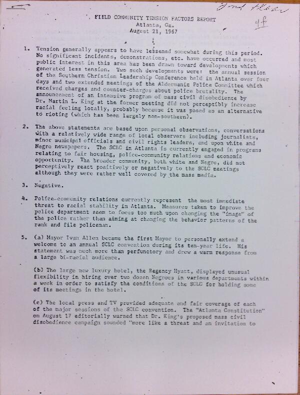 First page of Field Community Tension Factors Report (August 21)