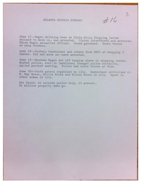 First page of Atlanta, Georgia summary (June 17-June 20)