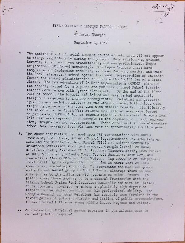 First page of Field Community Tension Factors Report (September 3)