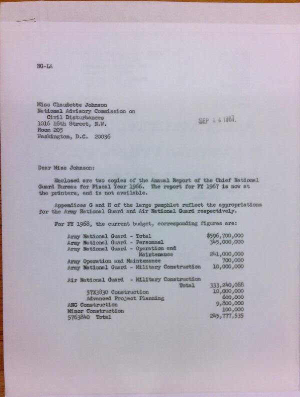 First page of Copy of letter from Winston P. Wilson to Claudette Johnson