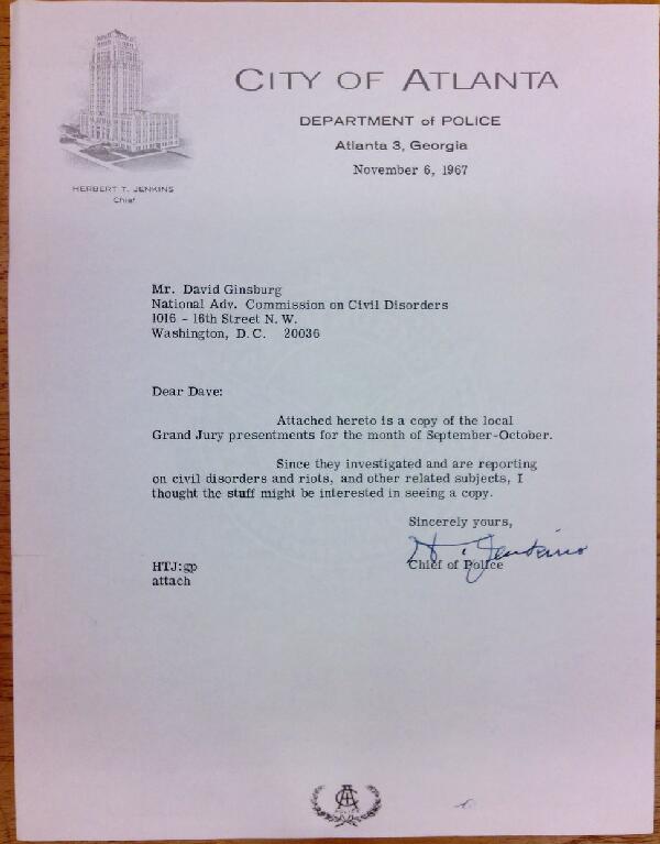 First page of Letter from Herbert Jenkins to David Ginsburg (November 6)