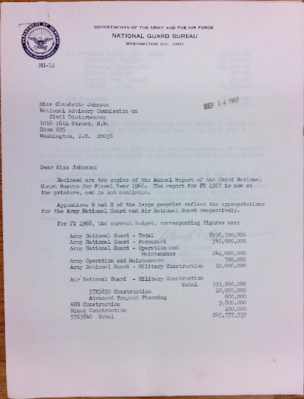 First page of Letter from Winston P. Wilson to Claudette Johnson (September 14)