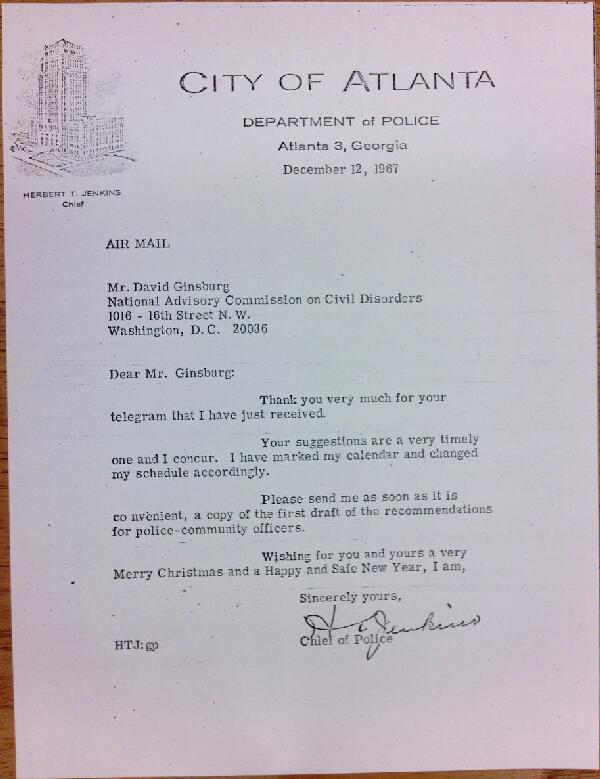 First page of Letter from Herbert Jenkins to David Ginsburg (December 12)