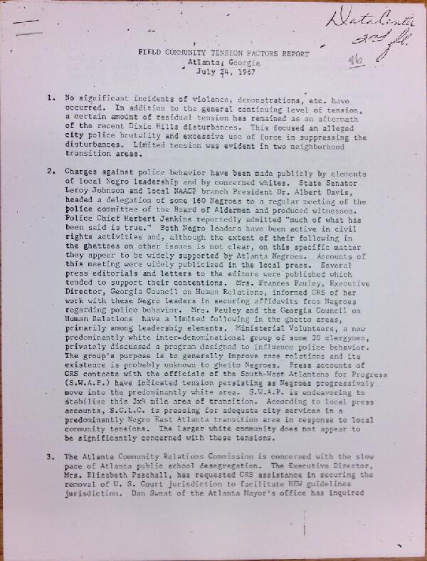 First page of Field Community Tension Factors Report (July 24)