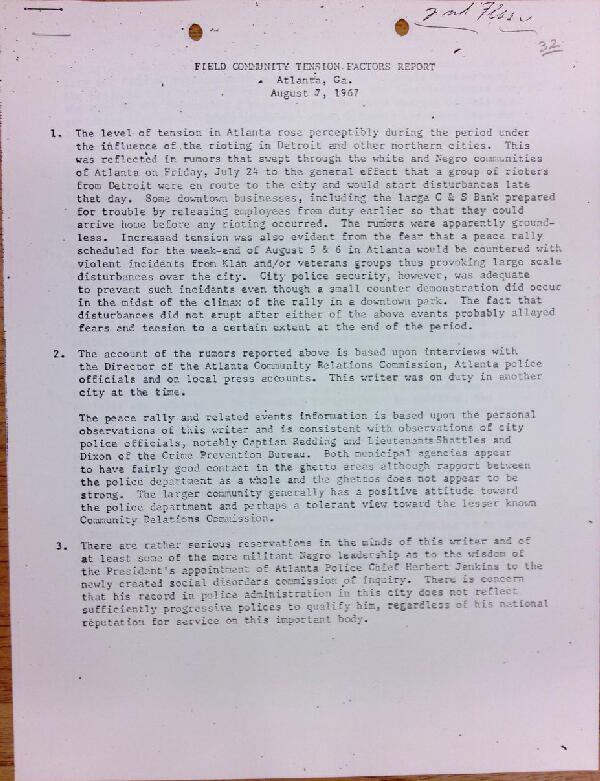 First page of Field Community Tension Factors Report (August 7)