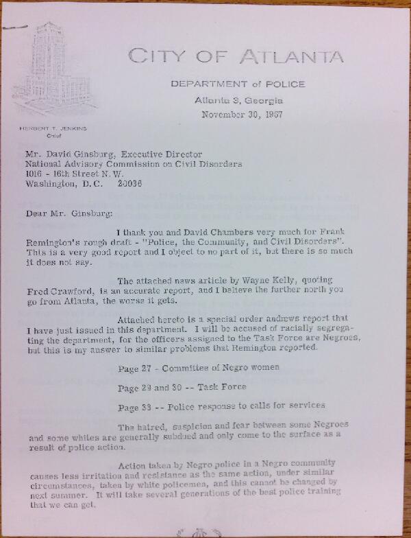 First page of Letter from Herbert Jenkins to David Ginsburg (November 30)