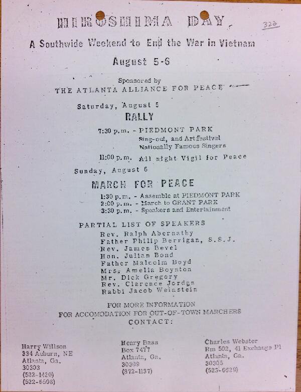 First page of Hiroshima Day flyer