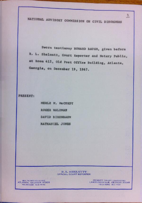 First page of Deposition of Howard Baugh