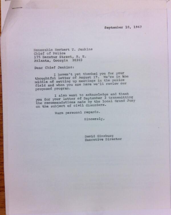 First page of Letter from David Ginsburg to Herbert Jenkins (September 10)