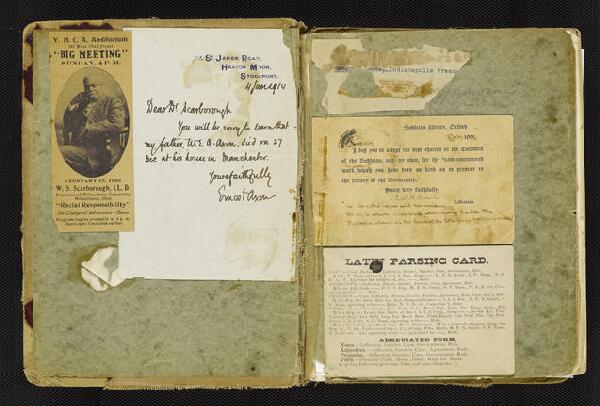 First page of W.S. Scarborough scrapbook