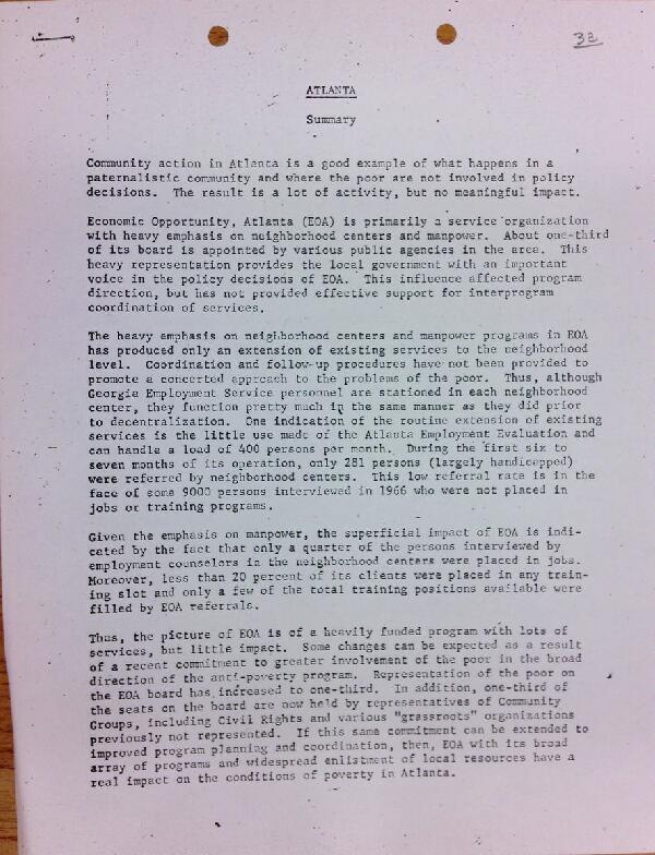 First page of Report on Economic Opportunity Atlanta (EOA)