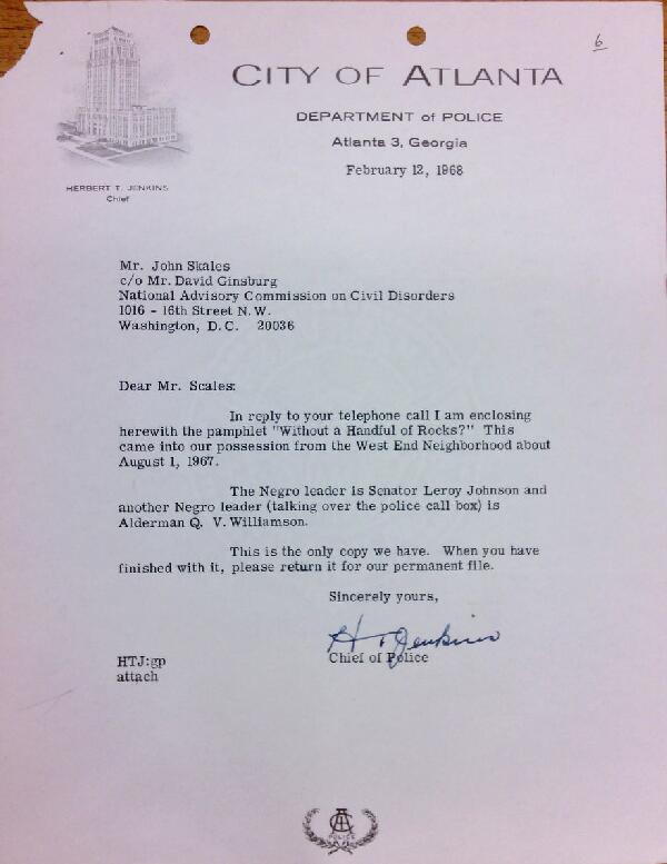 First page of Letter to John Scales from Herbert Jenkins (February 12)