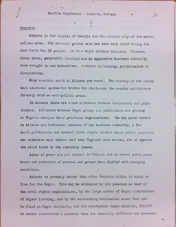 First page of Profile Supplement - Atlanta, Georgia