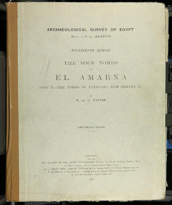First page of The rock tombs of El Amarna: Part II. The Tombs of Panehesy and Meryra II