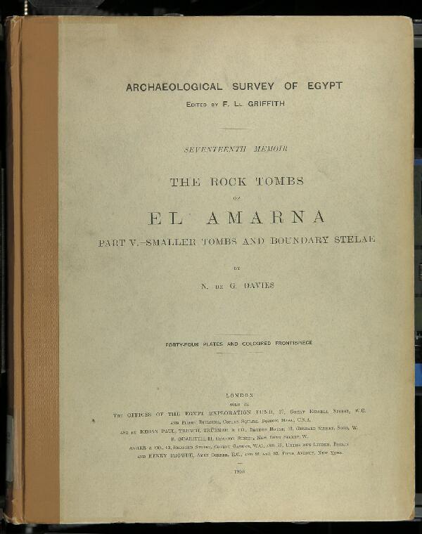 First page of The rock tombs of El Amarna: Part V. Smaller Tombs and Boundary Stelae