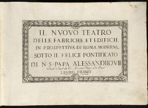 First page of Il nuovo teatro delle fabriche, et edificii, in prospettiva di Roma moderna. 5 vols.